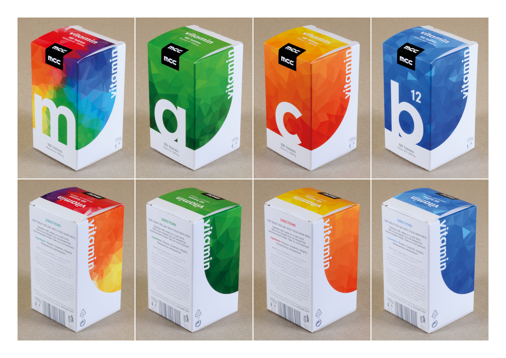 Vitamin Carton Dummy Samples Portfolio Sheet